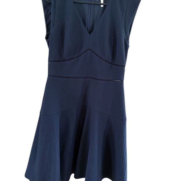 Rebecca Taylor Blue Sleeveless V Neck Fit and Flare Mini Dress - Picture 10 of 11